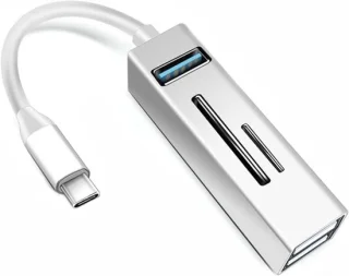 USB-c hub – type c adapter – laptop uitbreiden – zilver