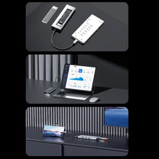 USB-c hub - type c dock - werkruimte uitbreiden - aluminium constructie - 8 in 1 - grijs