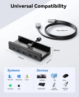 USB C-hub - type C dock - zwart