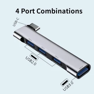Usb c hub type c dockingstation 4 poorten grijs