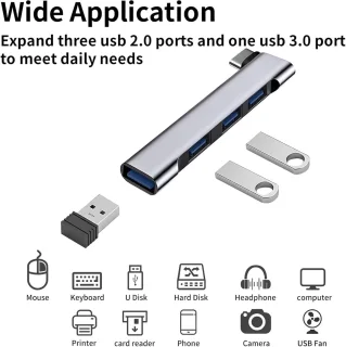 Usb c hub type c dockingstation 4 poorten grijs