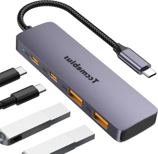 USB C hub - type C splitter - grijs