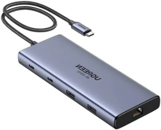USB-C hub/adapterdock, 10 poorten, grijs