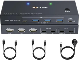 Usb-c kvm-switch dockingstation zwart