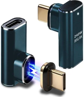 USB C magneetadapter 240 W - 2 stuks - 80 Gbps - 90 graden stekker - ShopVlot