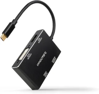 USB-C Multi-adapterkabel 4-poorts 10 cm Zwart