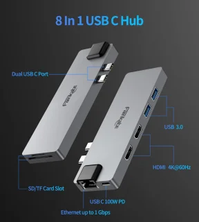 Usb-c multiport adapter docking station 8-in-1 hub Spacegrijs
