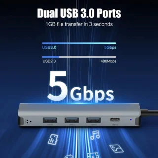 USB-C multiport hub grijs