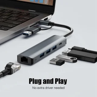 USB-C multiport hub grijs