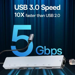 USB-C multiport hub laptop docking station grijs