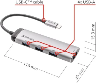 USB-C multiport hub met 4 USB 3.2-poorten