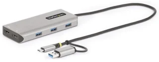 USB-C multiportadapter met dual hdmi, 3x usb-a 5Gbps en geïntegreerde usb-a dongle