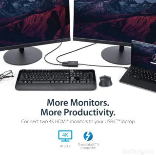 USB-C naar 2x HDMI Dual Monitor Adapter