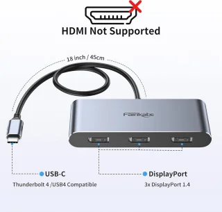USB-C naar 3x DisplayPort-adapter