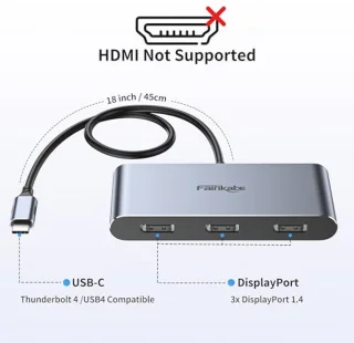 USB-C naar 3x DisplayPort-adapter