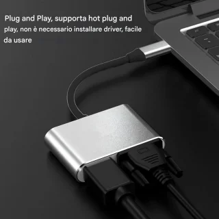 USB C naar 4-in-1 multiport hub grijs
