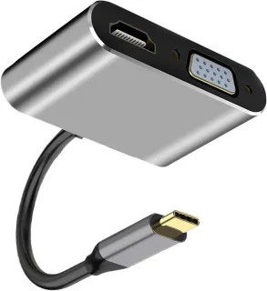 USB-C naar DVI VGA adapter - 4-in-1 multiport hub