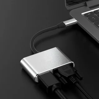 USB-C naar DVI VGA adapter - 4-in-1 multiport hub