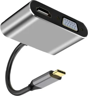 USB-C naar DVI VGA adapter - 4-in-1 multiport hub