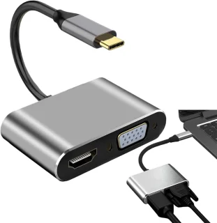 USB-C naar DVI VGA adapter - Type-C hub