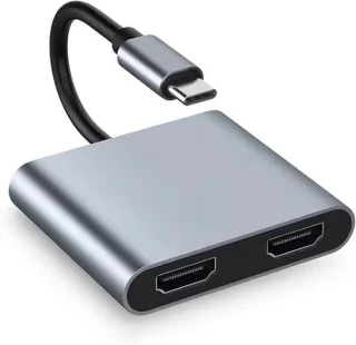 USB-C naar HDMI adapter dubbele monitor hub zwart