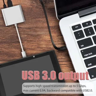 Usb c naar hdmi adapter - multiport hub dock - donkergrijs