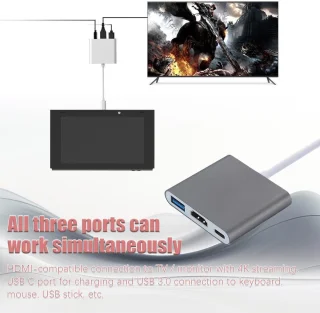 Usb c naar hdmi adapter - multiport hub dock - donkergrijs