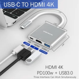 Usb-c naar hdmi-adapter - type-c adapter hub - grijs