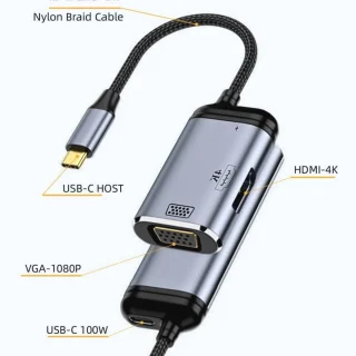USB-C naar HDMI & VGA Multiport Adapter