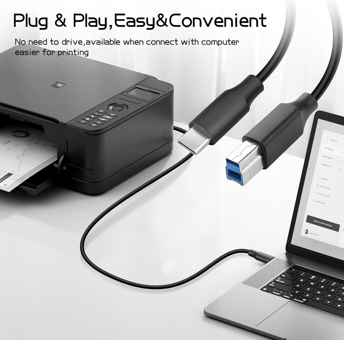 USB C naar USB B 3.0 Kabel 3 ft