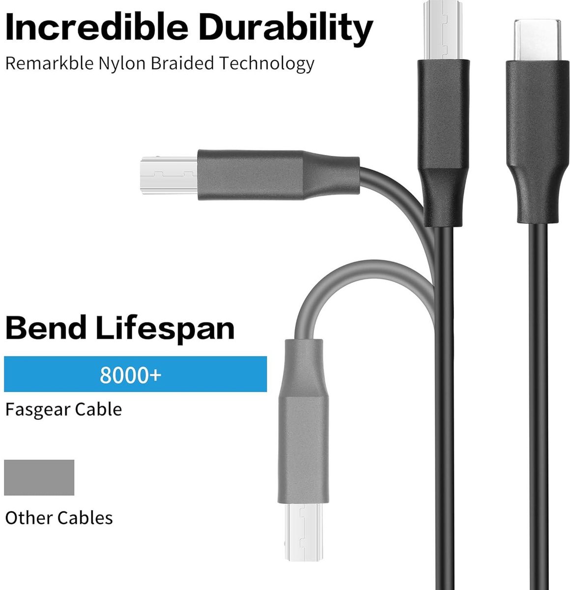 USB C naar USB B 3.0 Kabel 3 ft