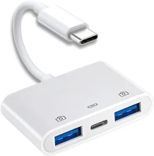 USB-C OTG Hub Adapter 3-poorts Wit
