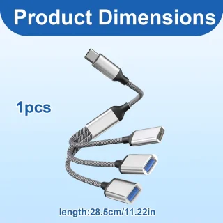 Usb-c splitter - type-c hub - 1 naar 3 - zilver