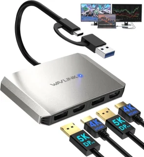 USB-C/USB-A naar Dual DisplayPort en HDMI Adapter