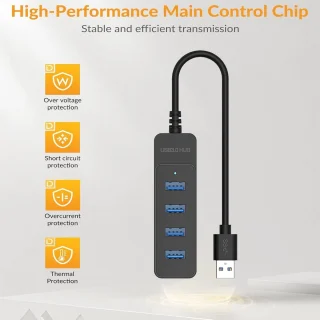 USB data hub - multiport adapter - zwart