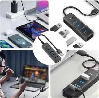 USB data hub - multiport adapter - zwart