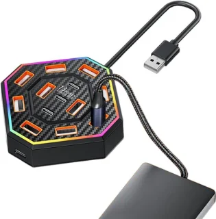 USB Docking Station 13‑poorts Hub - Zwart