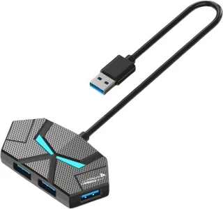 USB docking station - hub adapter - 4/7 poorten - zwart