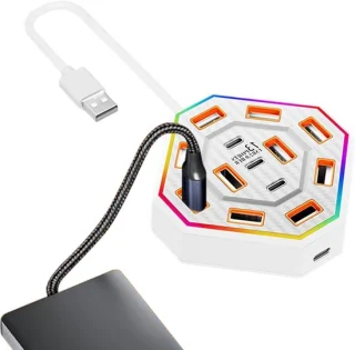 USB Dockingstation 13-poorts - Wit 9,5 x 9,5 cm