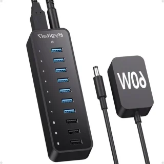 Usb hub 10 poorten 60w zwart