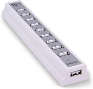 USB Hub 10-poorts Zilver