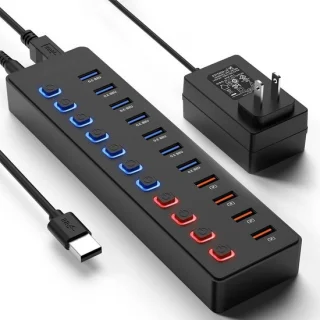 USB-hub 11-poorts - Zwart