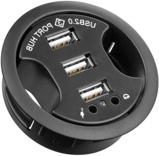 USB Hub 3-poorts inbouw zwart