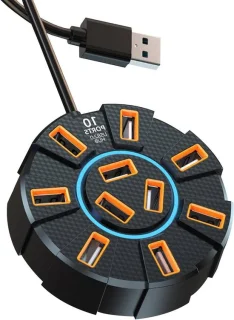 USB-hub 4-in-1 multiport splitter - zwart