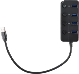 USB-hub 4-poort, USB-splitteradapter, zwart