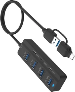 Usb hub 7 poorten zwart