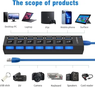 USB Hub 7-poorts voor PC en laptop
