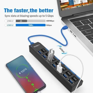 USB Hub 7-poorts voor PC en laptop