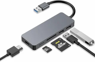 USB hub adapter multiport dock space gray