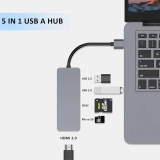 USB hub adapter multiport dock space gray